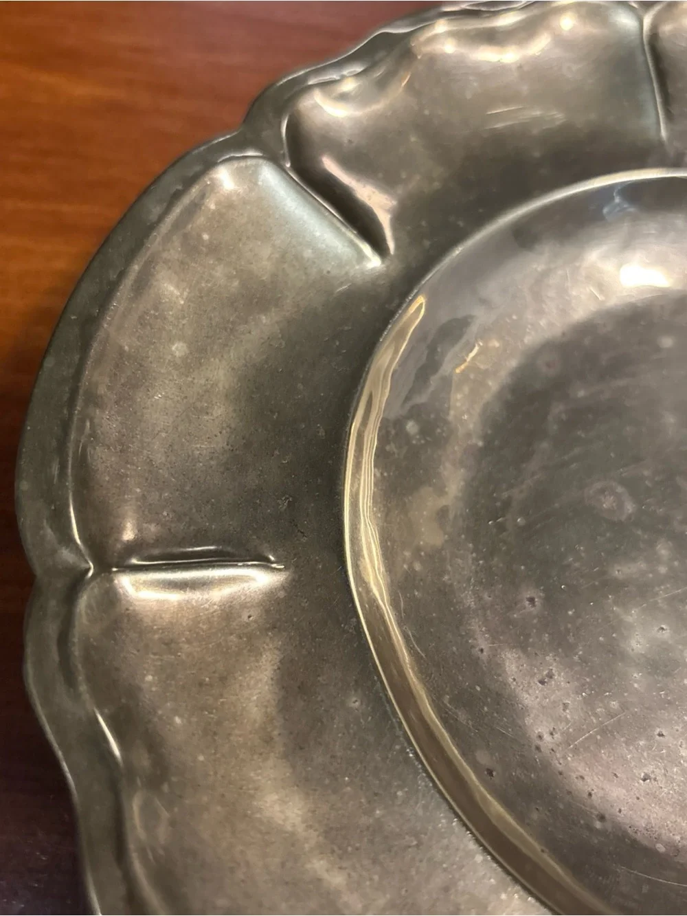 Vintage Brass Scalloped Edge 7.5” Dish Made In Mexico Pure Brass